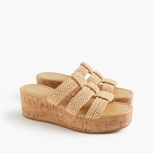 J.crew Fisherman flat-form wedge Cream 7.5 comfort  Toasted woven Slip On